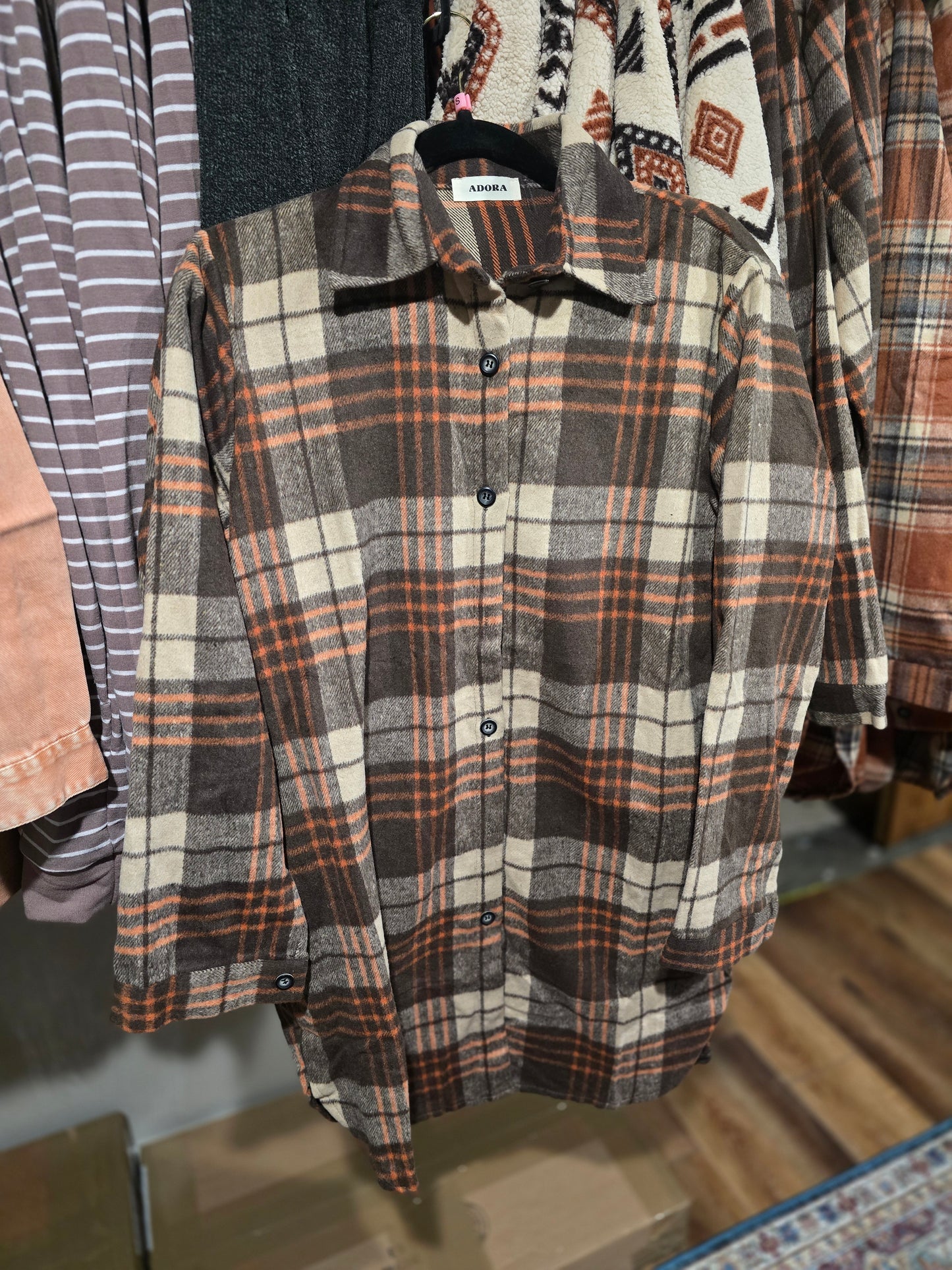 In Store Button Down Flannel Shacket