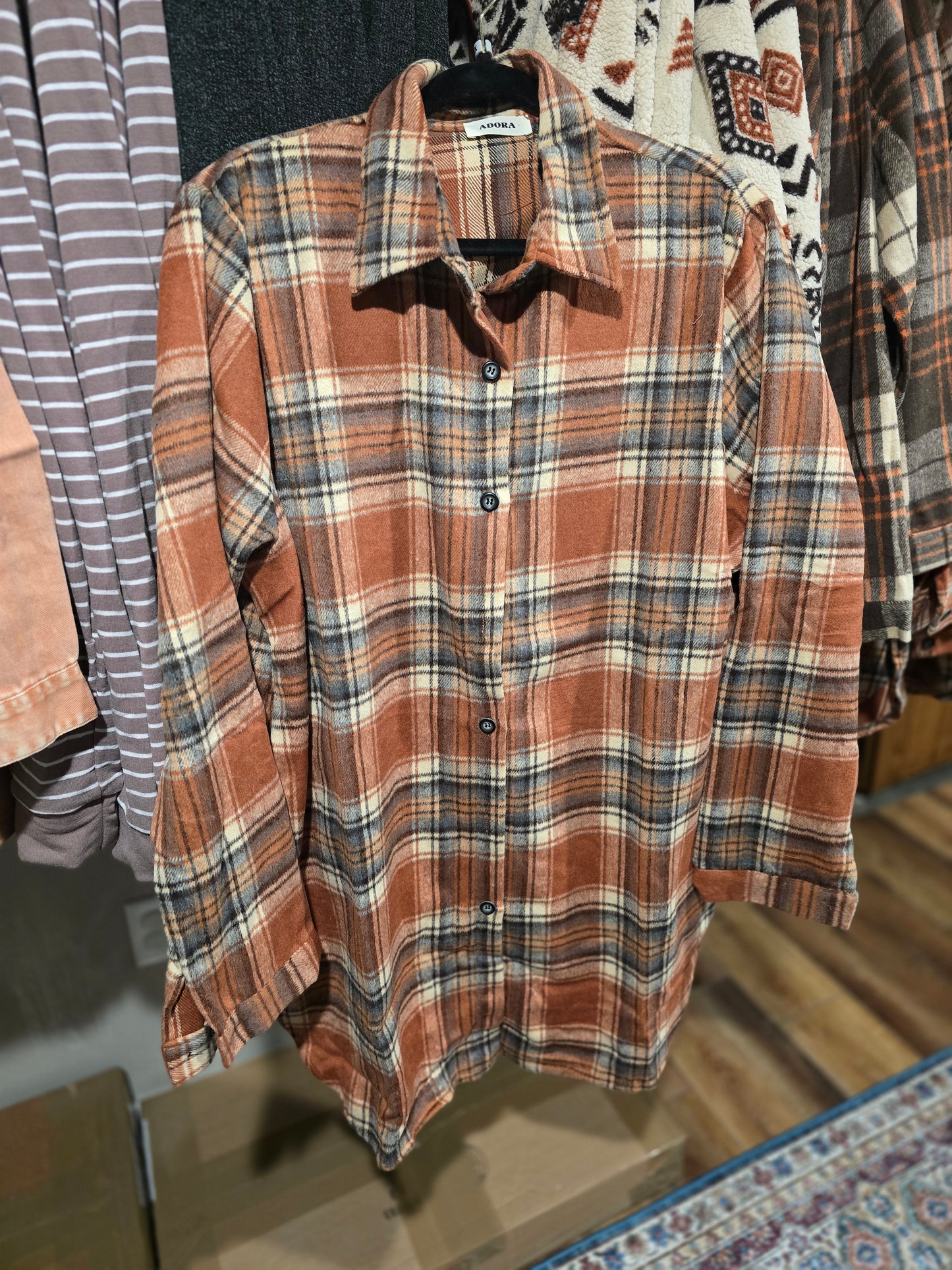In Store Plus Button Down Flannel Shacket