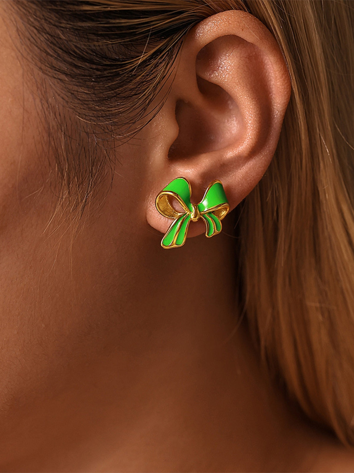 Oil Drip Bow Stud Earrings