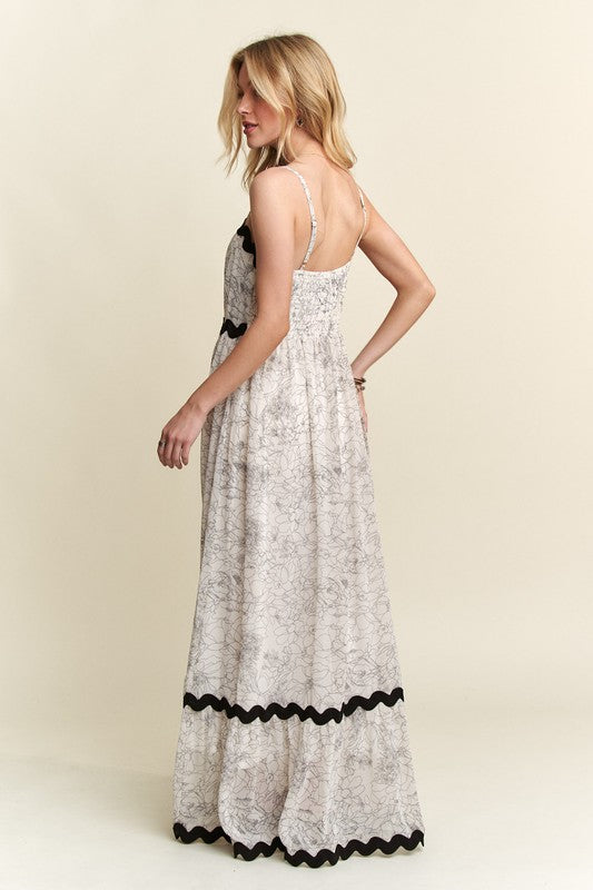 ADORA Floral Adjustable Strap Maxi Dress