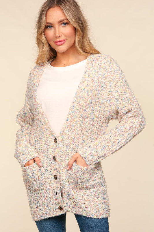 In Store Plus Confetti Button Down Cardigan