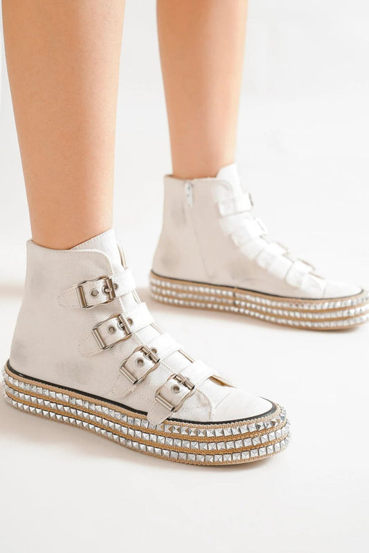 Beast Fashion Straps Studded Platform Sneakers