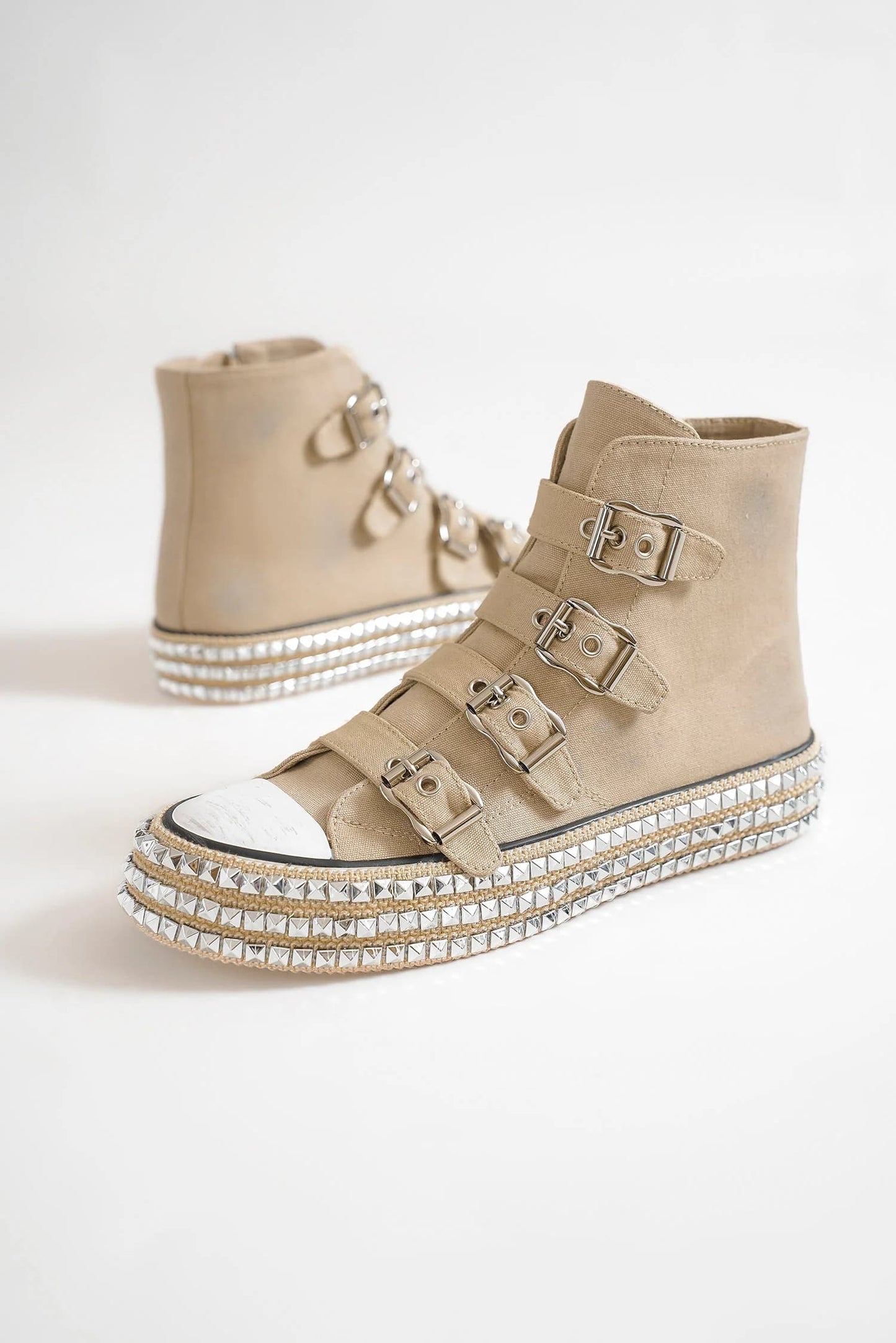 Beast Fashion Straps Studded Platform Sneakers