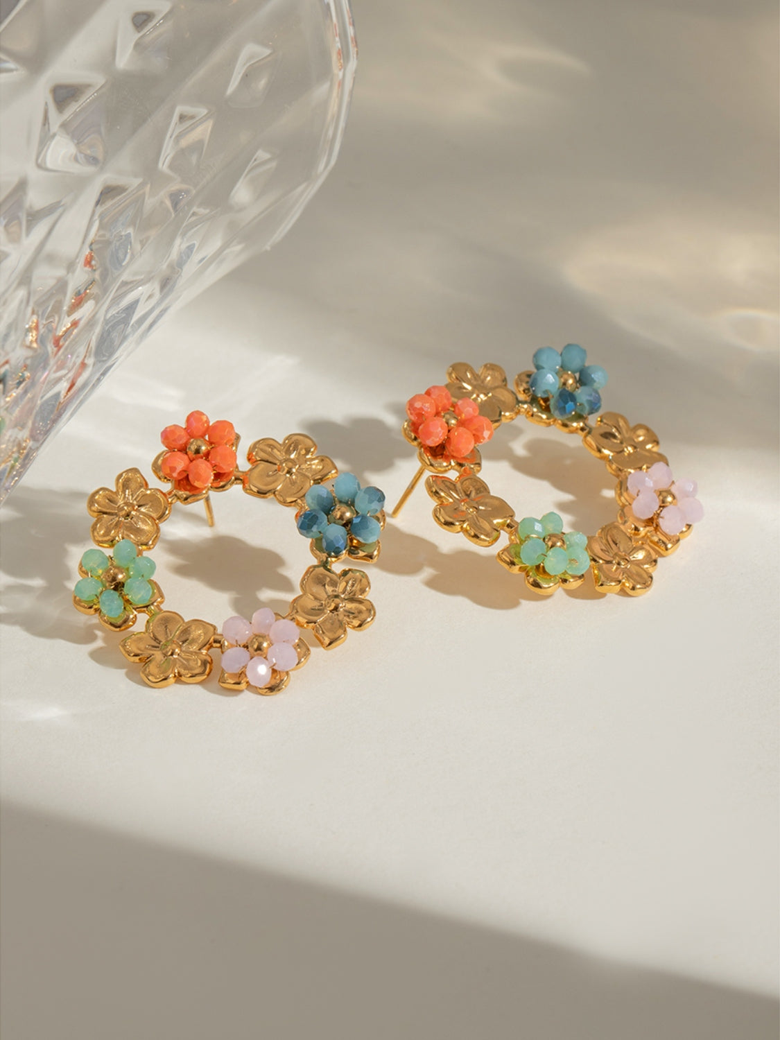 Synthetic Crystal  Flower Earrings