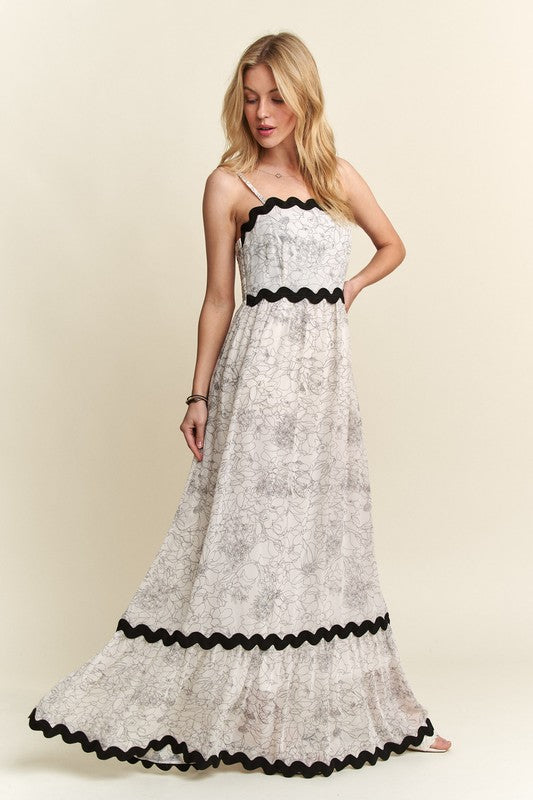 ADORA Floral Adjustable Strap Maxi Dress