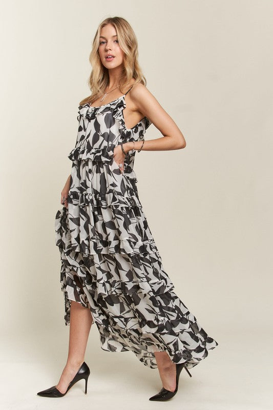 ADORA Ruffled Tiered Scoop Neck Dress