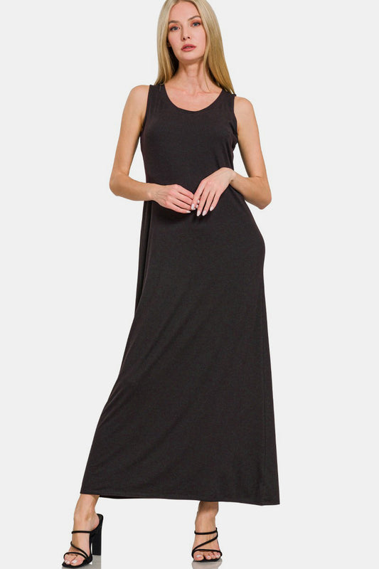 Zenana Scoop Neck Wide Strap Dress