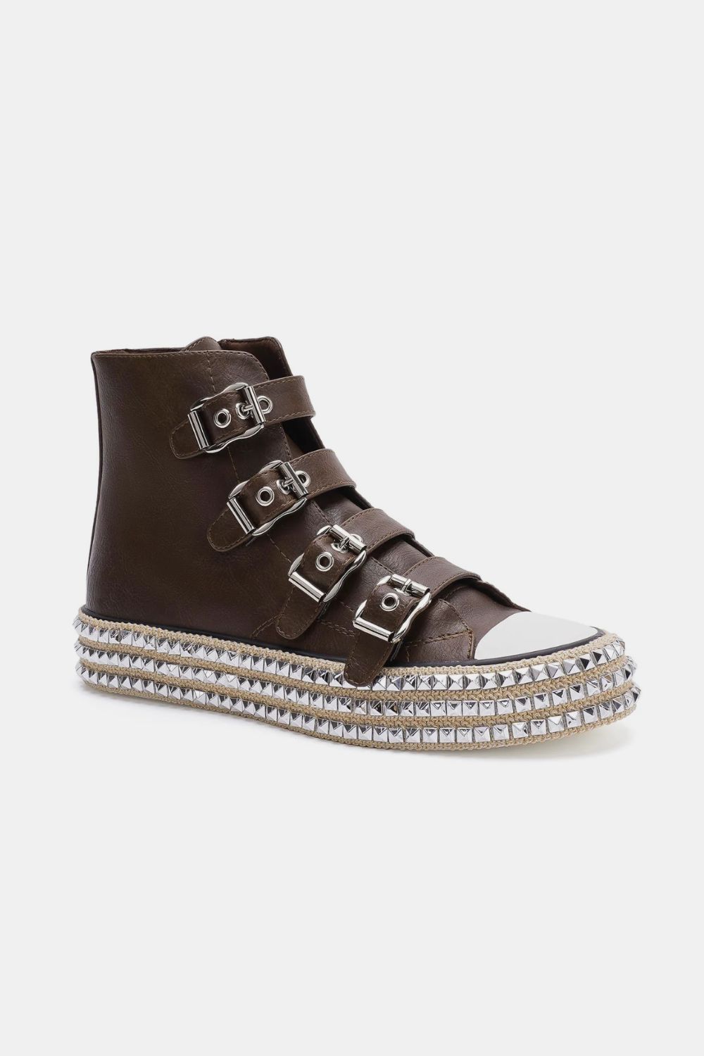 Beast Fashion Straps Studded Platform Sneakers