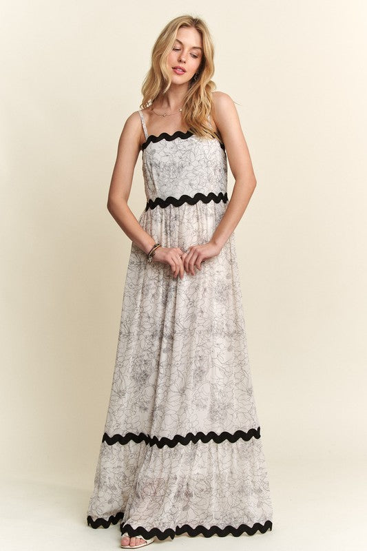 ADORA Floral Adjustable Strap Maxi Dress