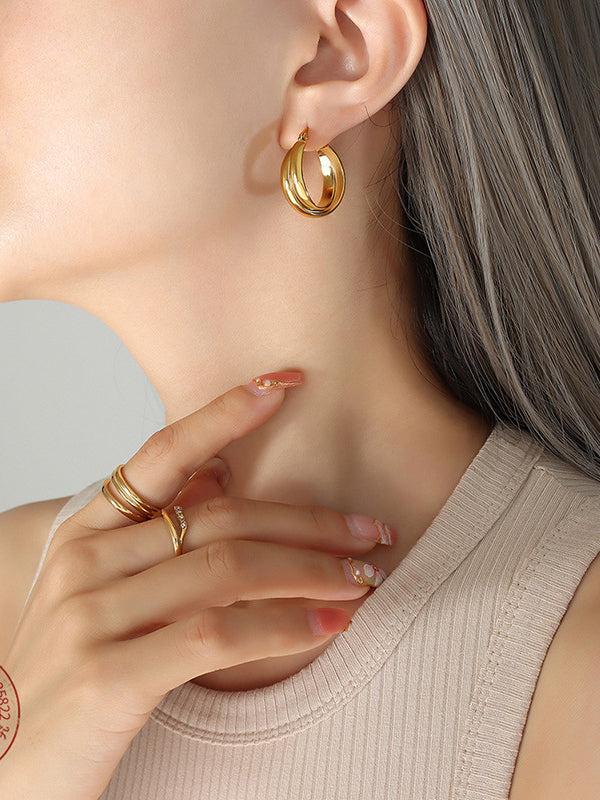 18K Gold-Plated Huggie Earrings