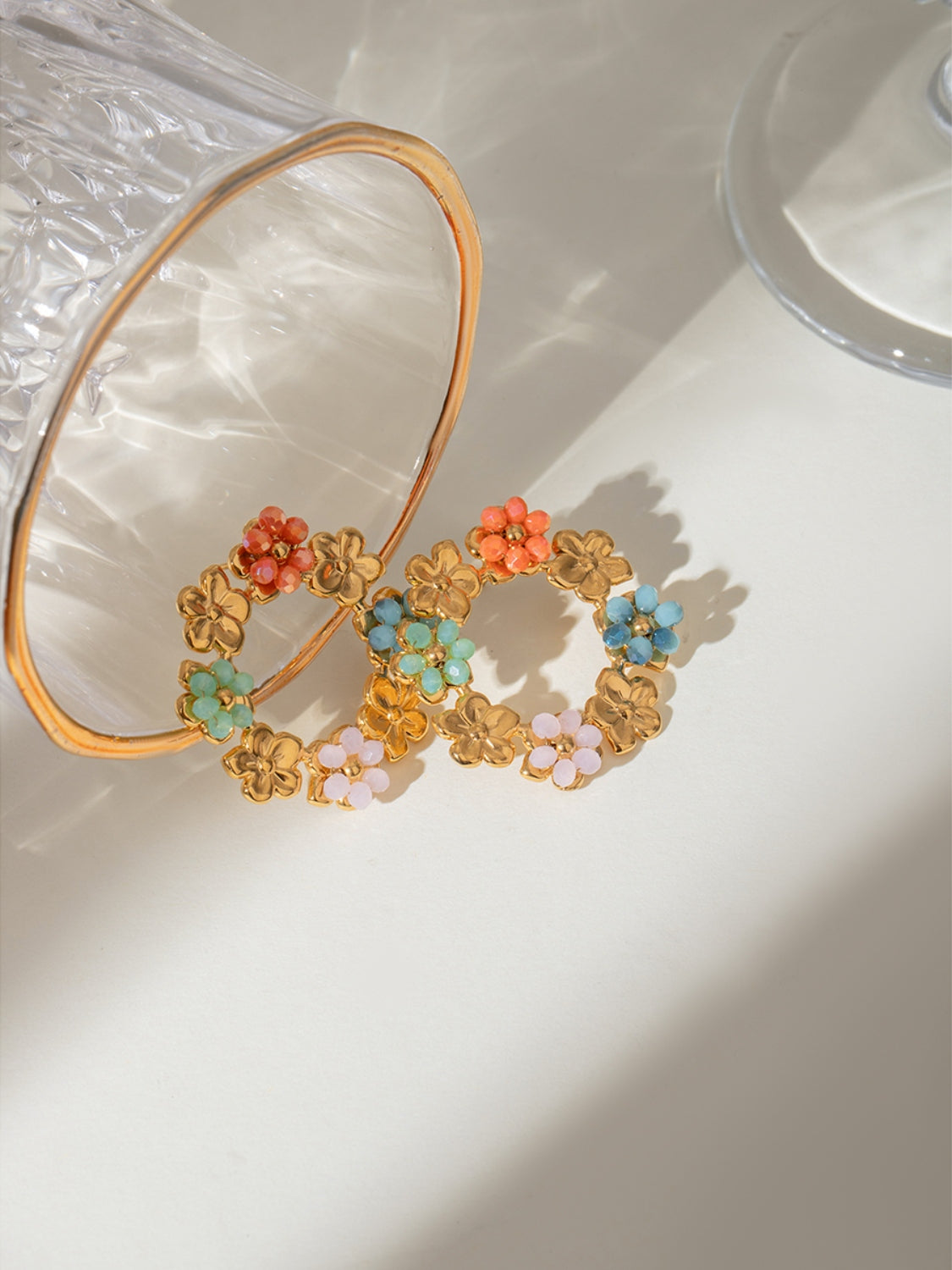 Synthetic Crystal  Flower Earrings
