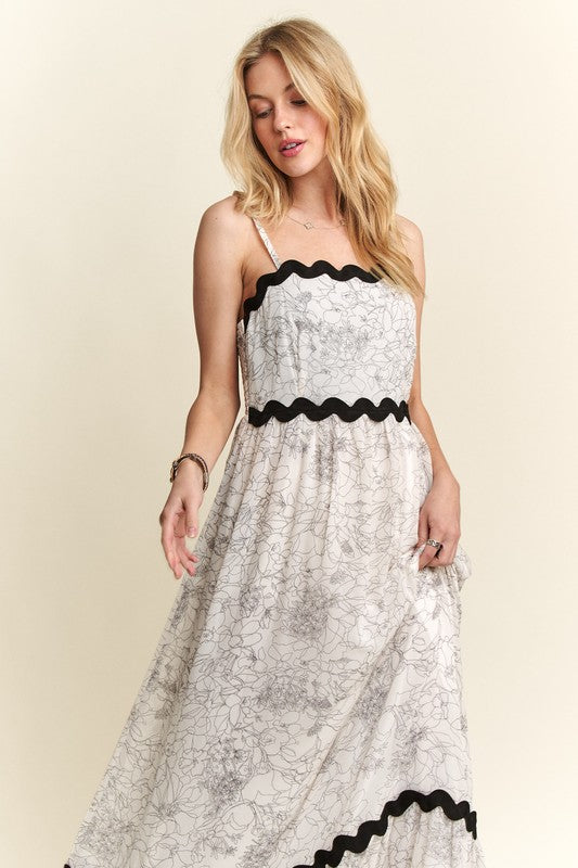ADORA Floral Adjustable Strap Maxi Dress
