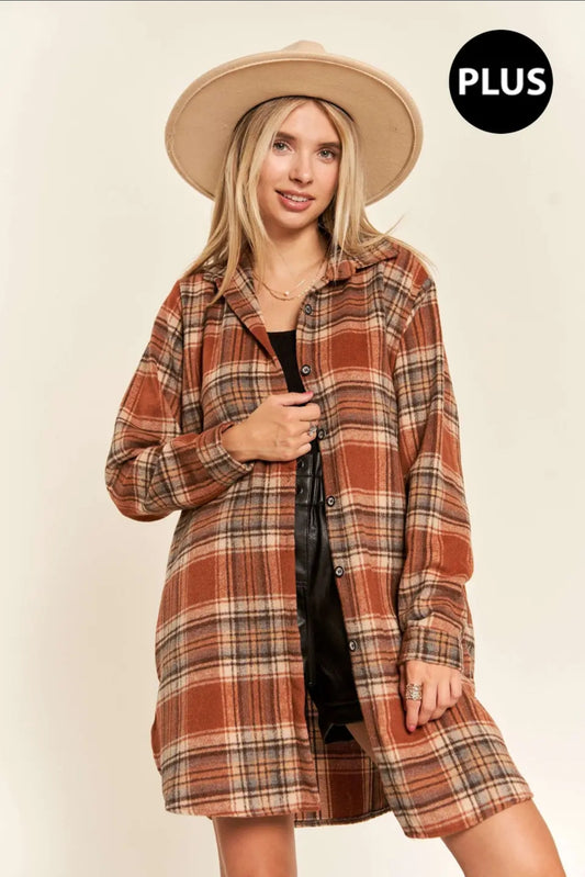 In Store Plus Button Down Flannel Shacket
