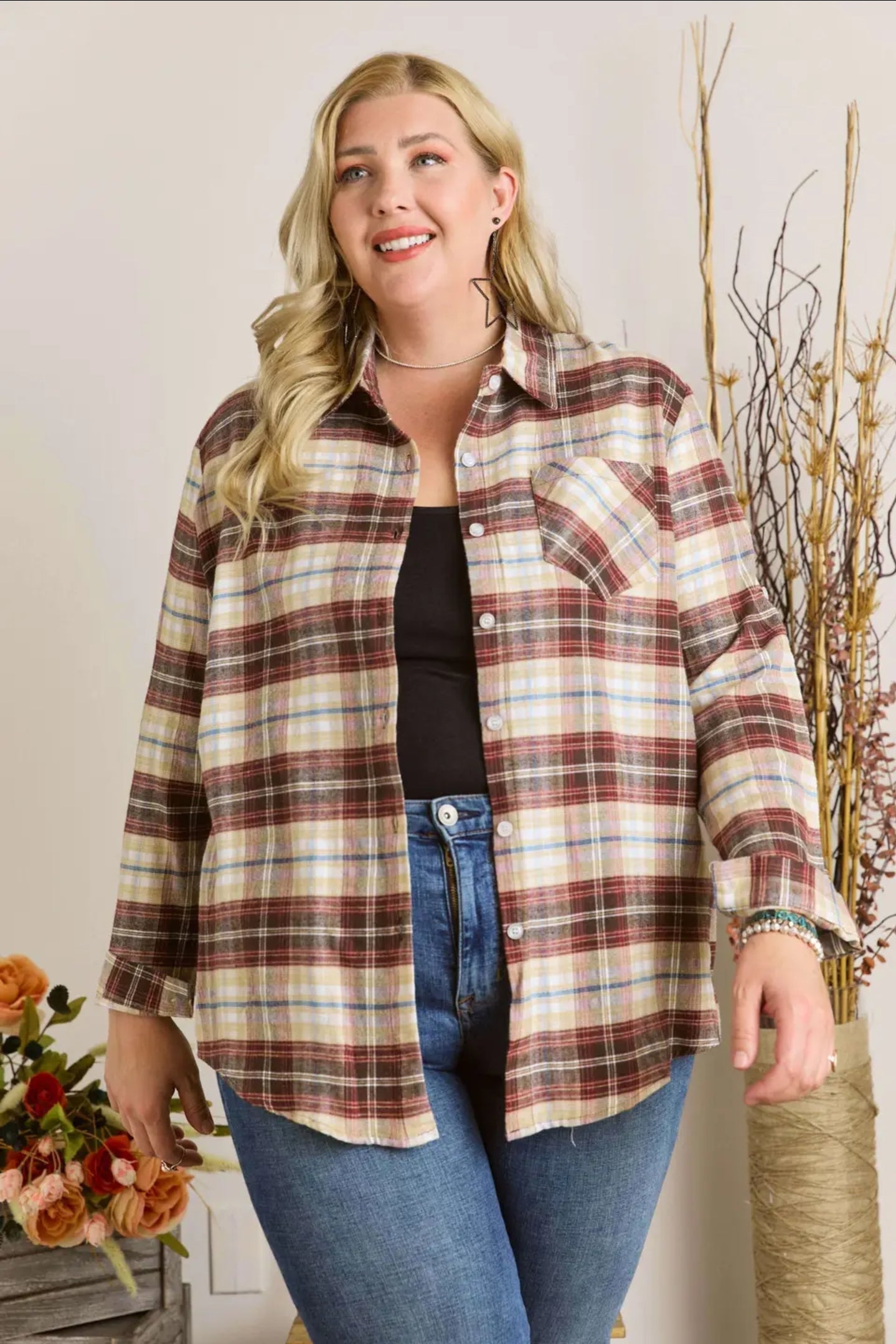 In Store Plus Flannel Top