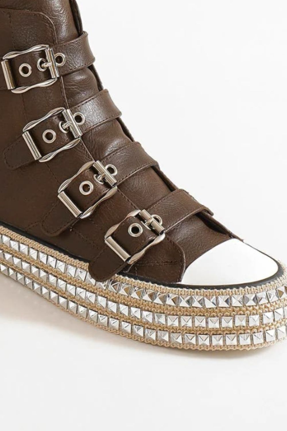 Beast Fashion Straps Studded Platform Sneakers