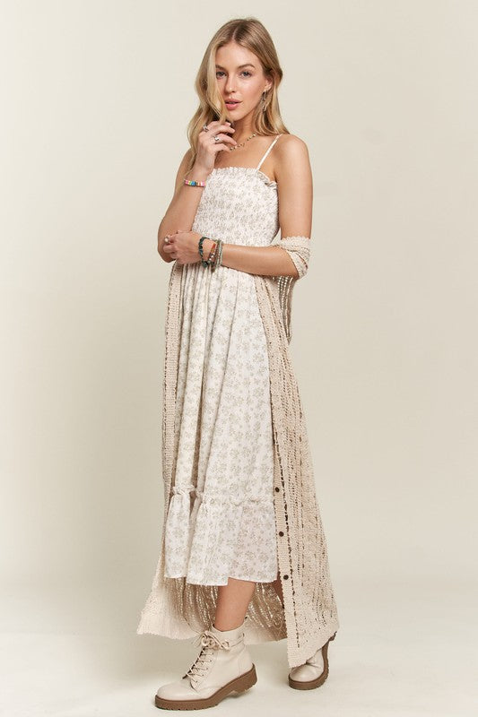 ADORA Smocked Floral Ruffled Hem Dress