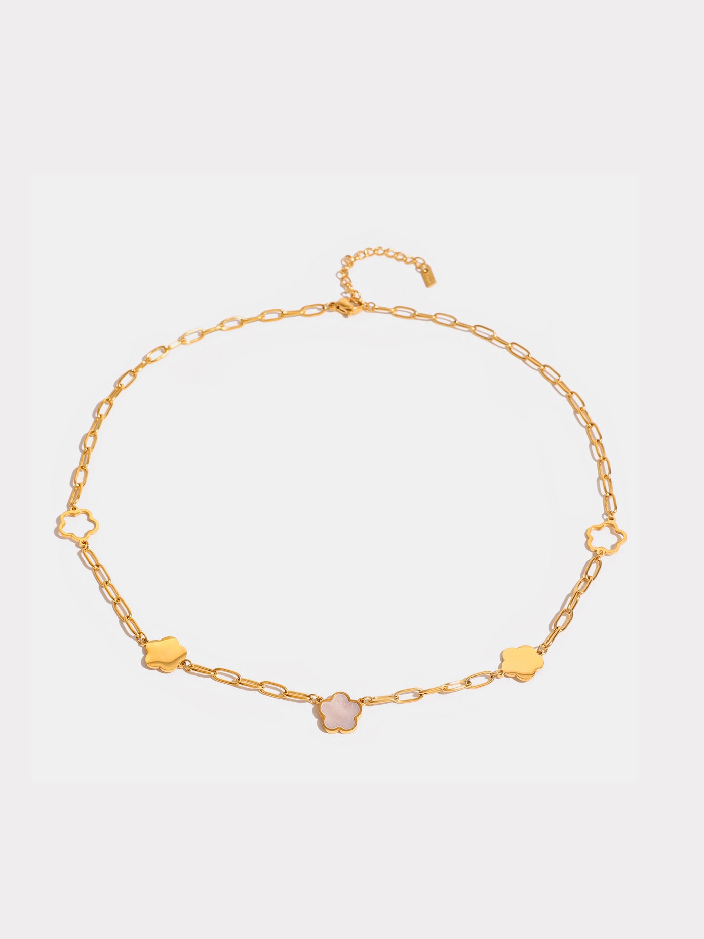 White Mother-Of-Pearl Flower Necklace