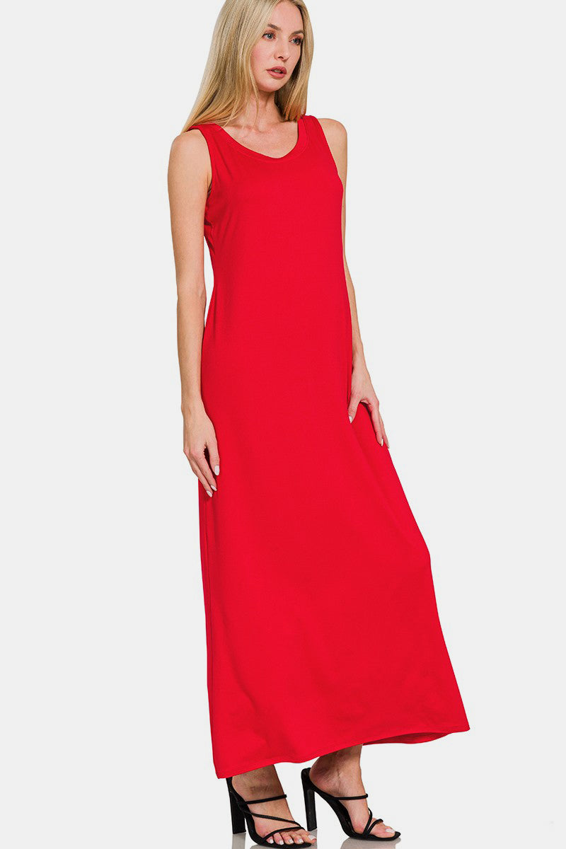 Zenana Scoop Neck Wide Strap Dress