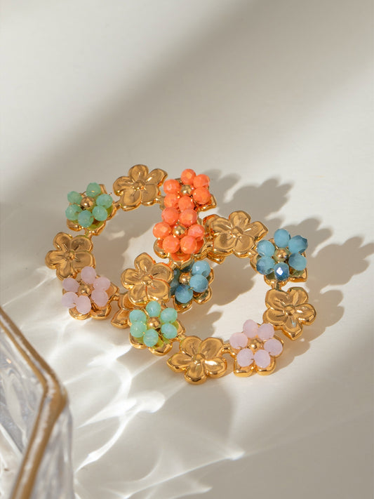 Synthetic Crystal  Flower Earrings