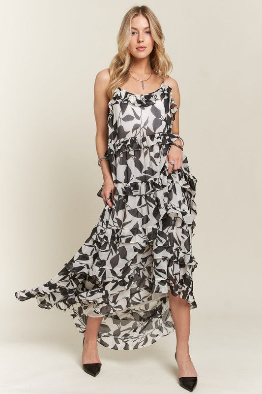 ADORA Ruffled Tiered Scoop Neck Dress